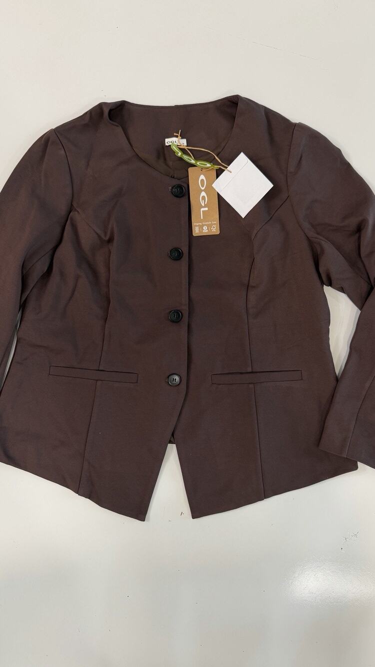 OGL Empower Stretch Boatneck Blazer SIZE XL NWT Brown Color